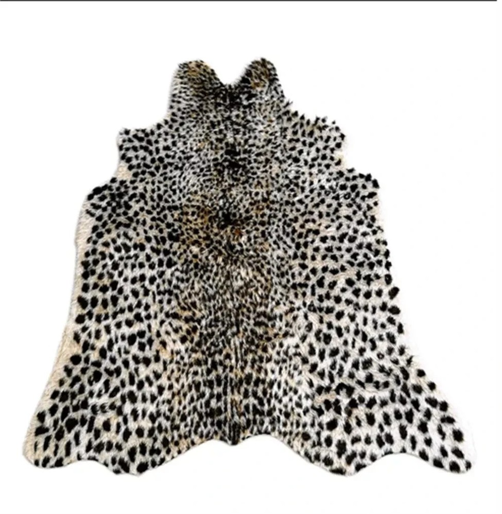 Leopard Printed Leather Hide Animal Faux Fur Rug Mat  Home Decor  Carpet