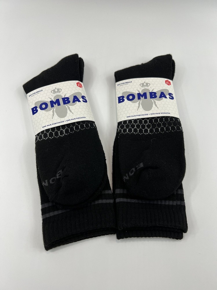 2 Pairs  Bombas Men's X Large Mens  Black Calf Socks
