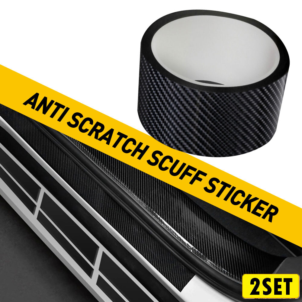 2PCS 10FT Car Carbon Fiber Door Plate Bumper Sill Scuff Cover Anti Scratch Stick
