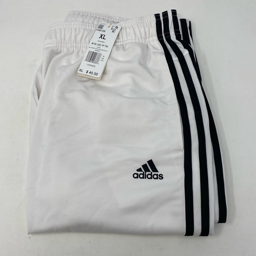 Adidas 3-Stripes White/Black Tapered Track Pants Men’s XL
