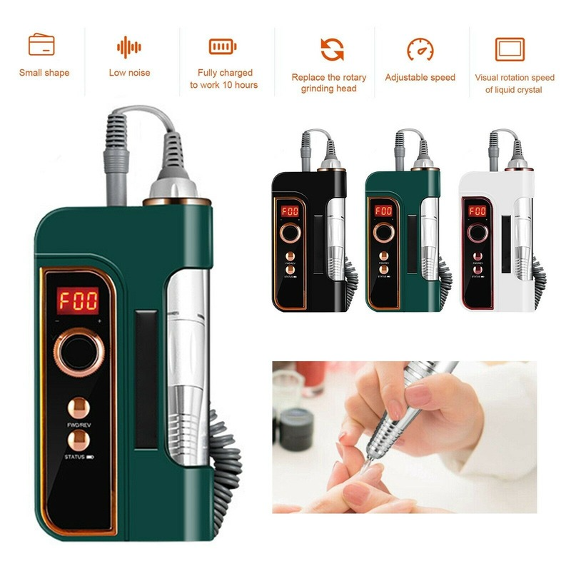 US 30000RPM Rechargeable Portable Electric Nail Drill Manicure Kit New