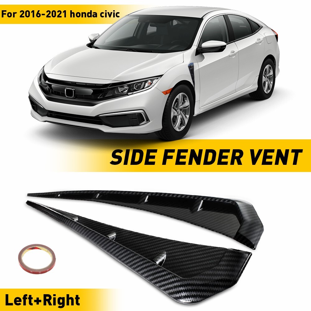 For 16-21 Honda Civic Carbon Fiber Type-R Fender Side Vent Air Wing Cover Trim