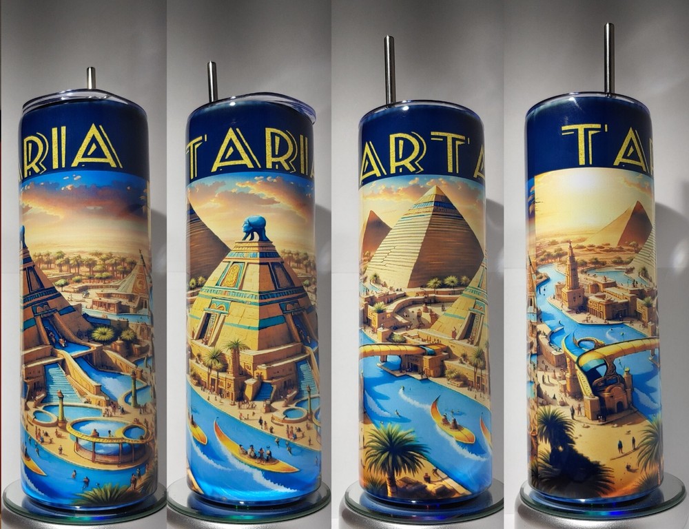 Tartaria Pyramid Design 20oz Stainless Steel Tumbler with Straw and Cleaner