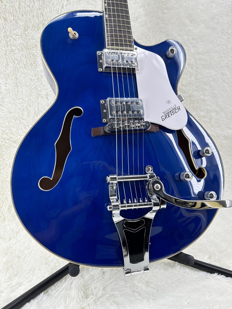 Semi-hollow Blue Electric Guitar with White Guard - US Warehouse Stock