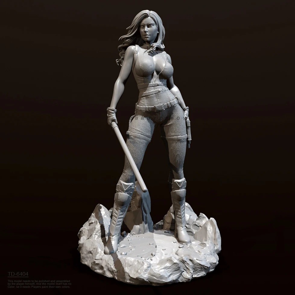 75mm Unassembled Unpainted 3D sexy warrior queen Resin Action Figure model kit