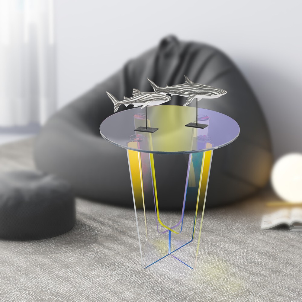 Iridescent Coffee Table Acrylic Side Table Rainbow End Table For Living Room
