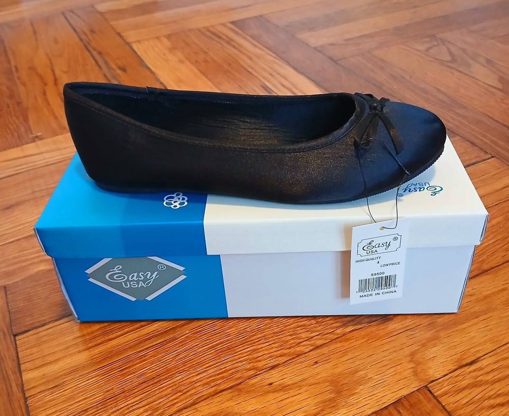 New Satin Brocade Ballet Flat Comfort Insole Shoes sizes 5-10  Black