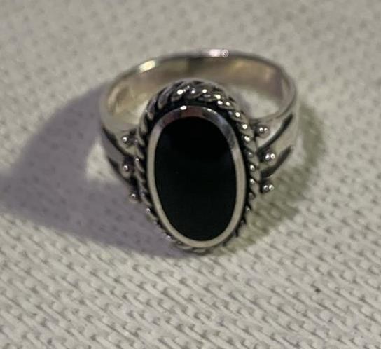 Sterling Silver Black Onyx Ring Size 6.75 for Women