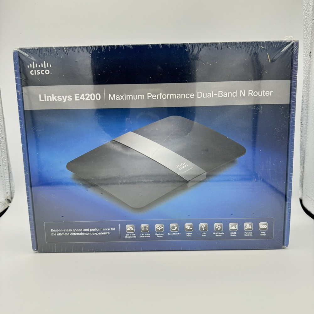 Cisco Linksys E4200 Dual Band, 4 Gigabit Ports USB-Wireless N Router NEW SEALED