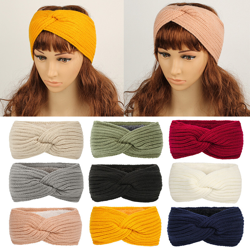 Women's Fleece-Lined Knit Headband Winter Ear Warmer Hair Wrap Gift