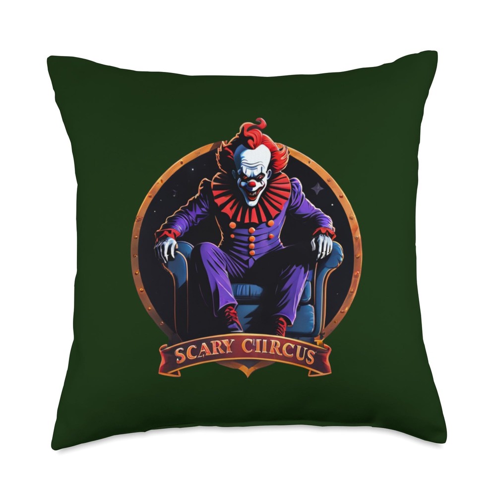 Scary Halloween Horror Circus Creepy Clown Throw Pillow
