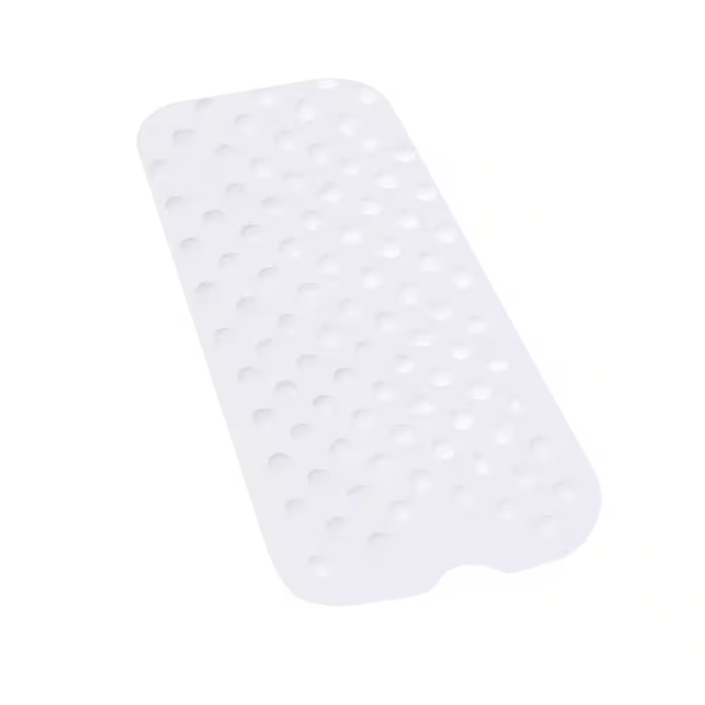15.75 x 35.5 Inch White Non-Slip Shower Bath Mat