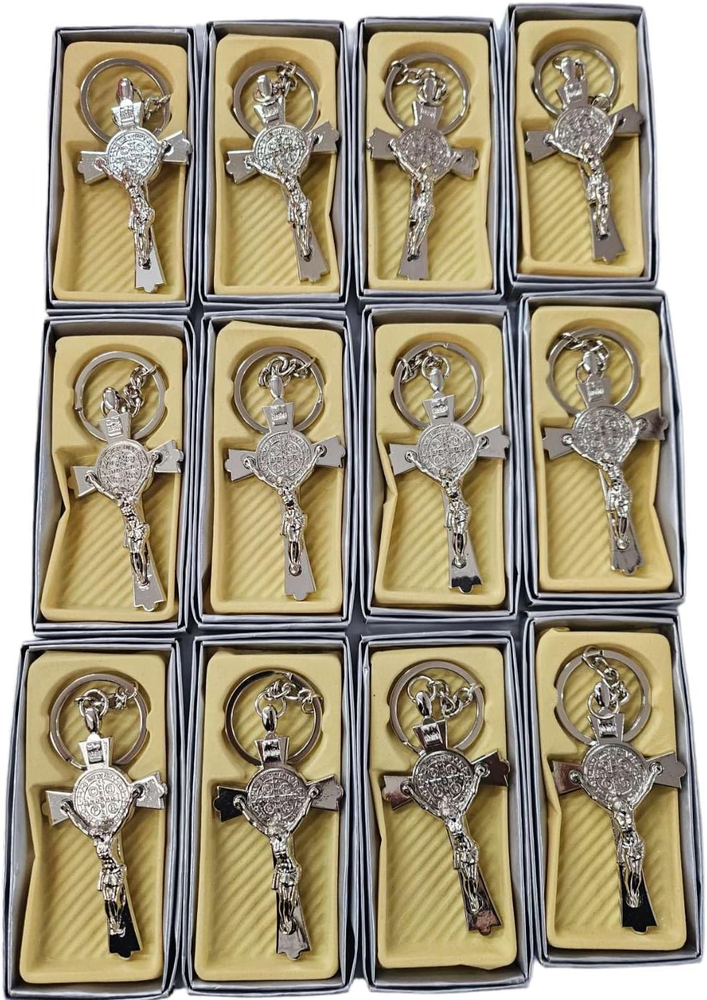 Set of 12 Large Italian St Benedict Cross/Rosary/Baptism Favor/Religious Gift/Cr