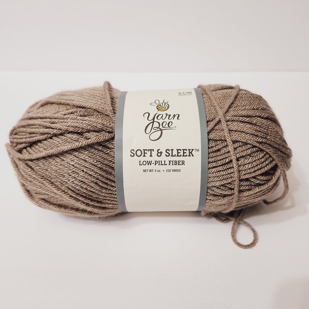 Yarn Bee Soft & Sleek Low Pill Fiber Yarn Color 200 Brownie 4.9 Oz Skein