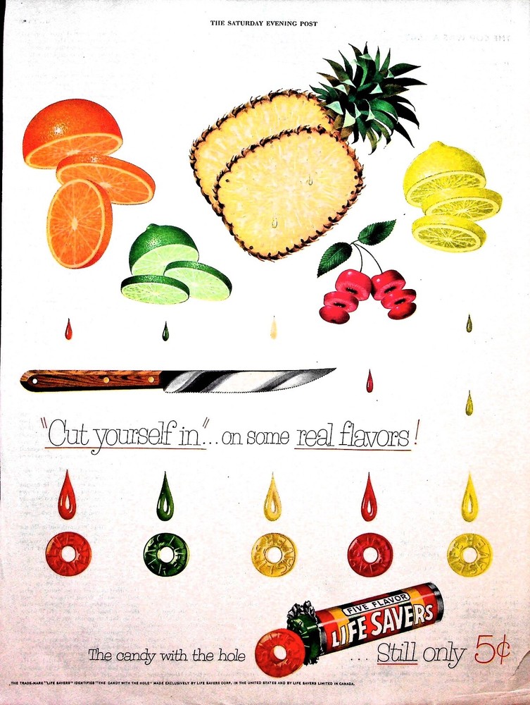 Original 1953 Life Savers Ad: Cut yourself in on some real flavors!