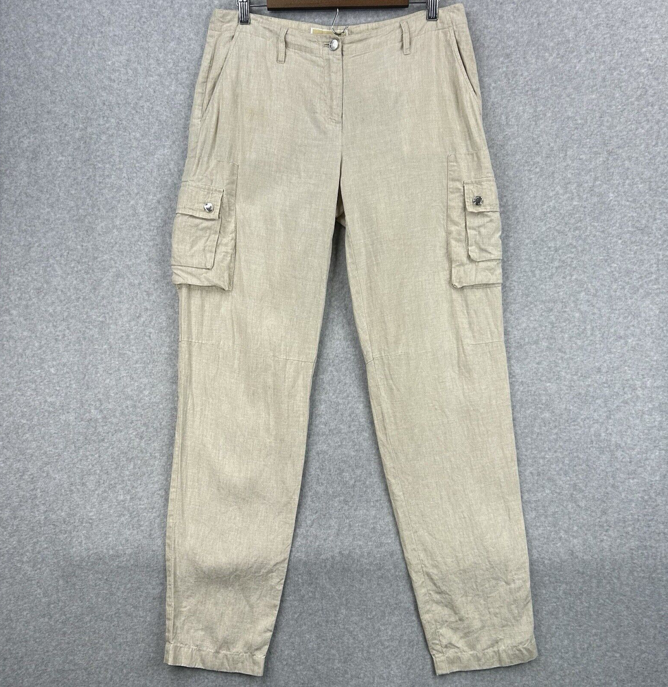 Michael Kors Linen Cargo Pants Womens 8 Beige 100% Linen 32x32