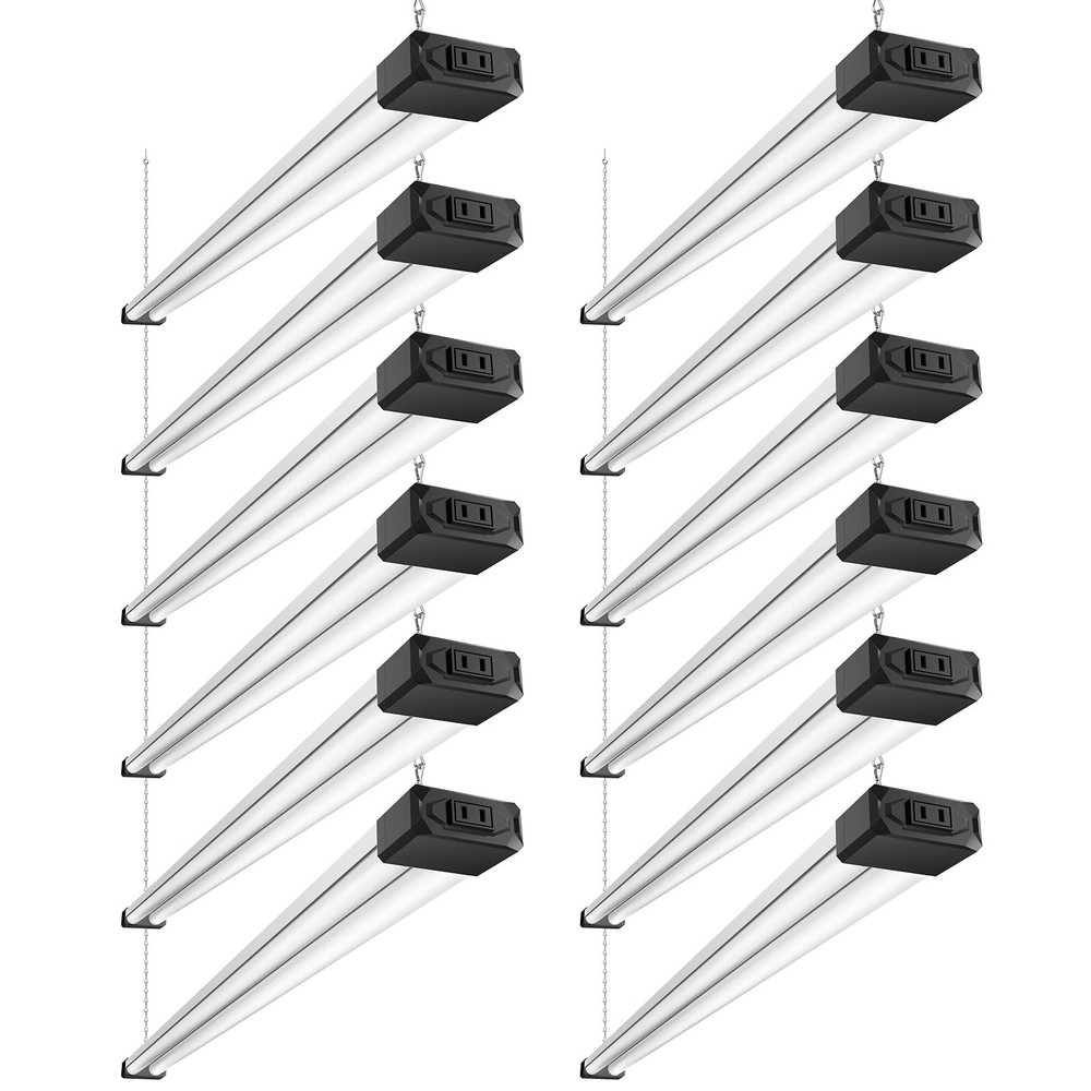 12 Pack Linkable LED Shop Light with Reflector, Super Bright 5000K Daylight, ...