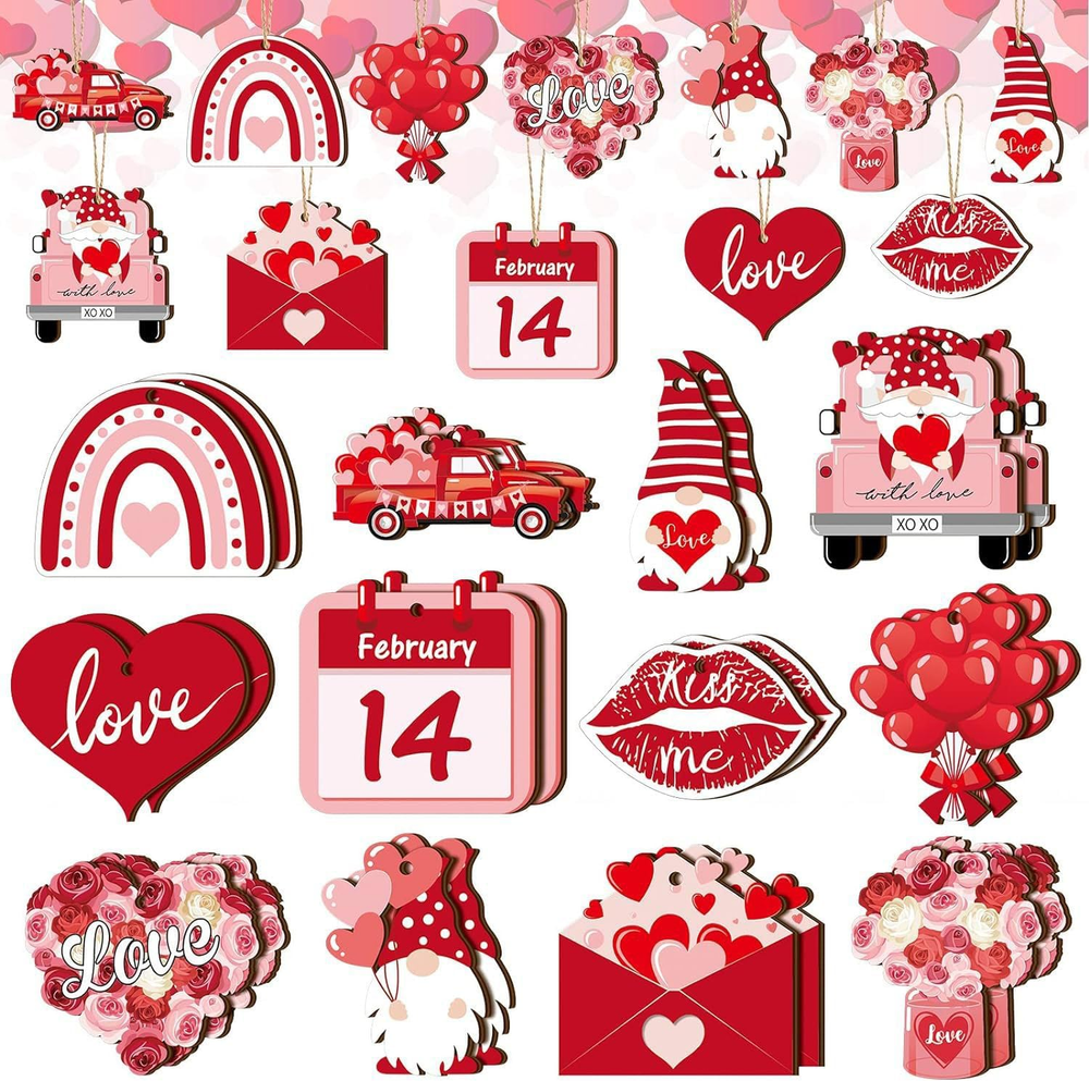 Valentine'S Day Ornaments for Tree Wood, Christmas Tree Decorations Hanging Orna