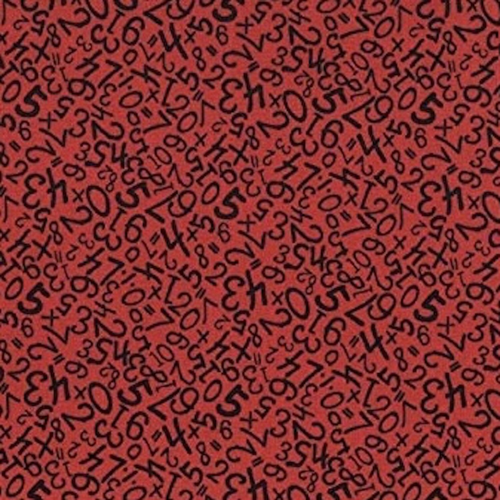 Back to School Numbers Red 100% Cotton Fabric by The Yard-image