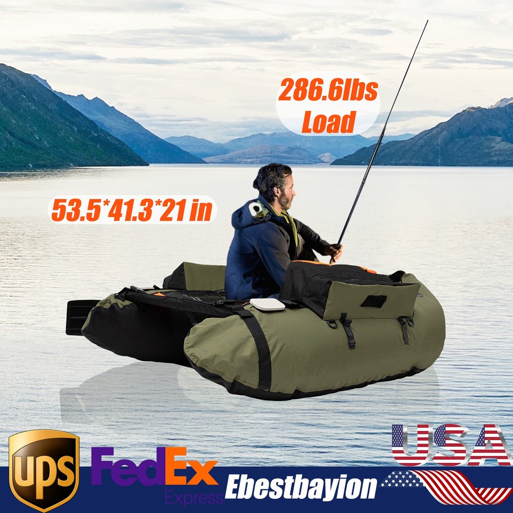 Inflatable Fishing Boat with Adjustable Backrest Supports 286lbs