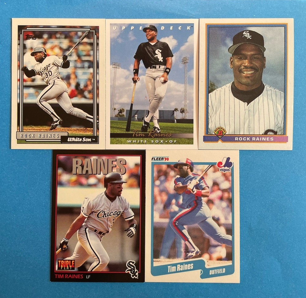 Lot Of 5 Tim Raines Baseball Cards Montreal Expos Chicago White Sox HOFer