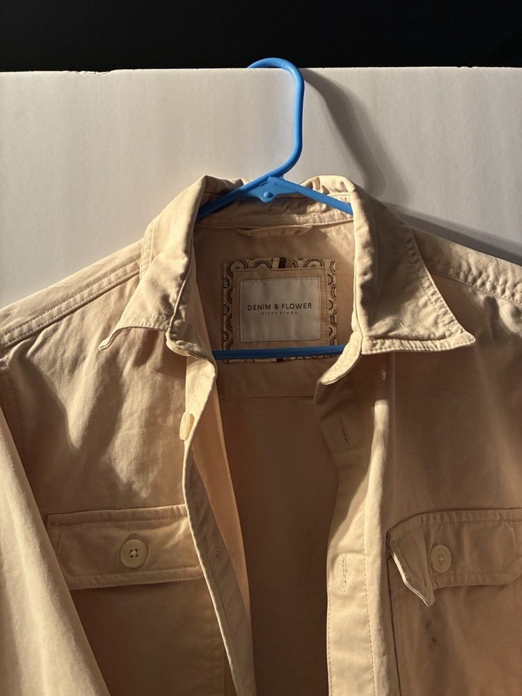 Denim Flower Ricky Singh Long Sleeve Tan Button Up Coat