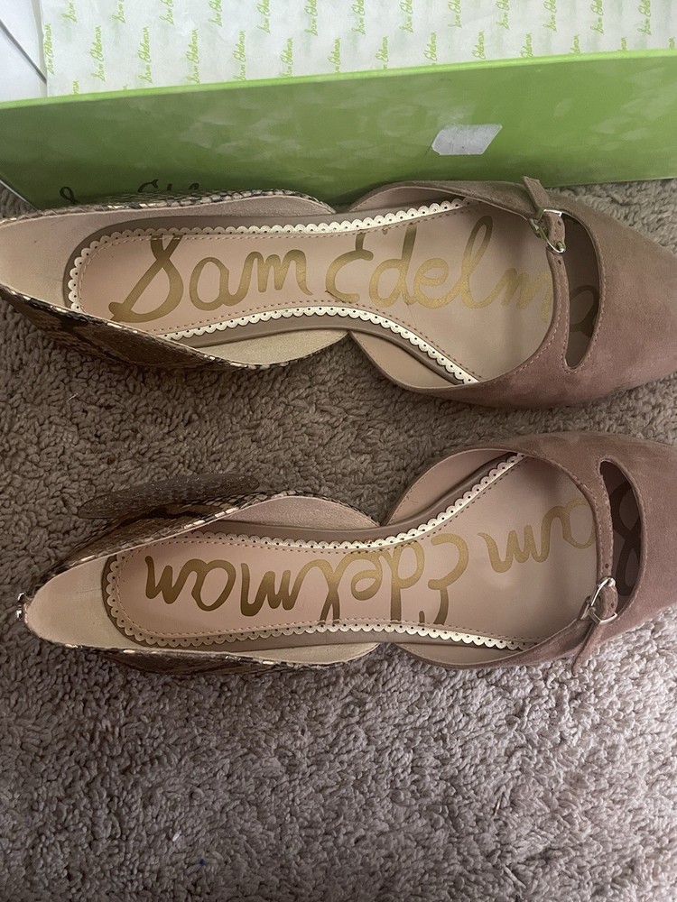 Sam Edelman Brown Snake Print Leather Flats Buckle Pointed Toe US 10
