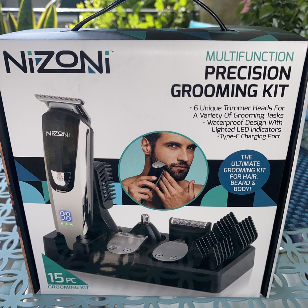 Nizoni 8-Piece Precision Beard Trimmer Kit with Charging Station