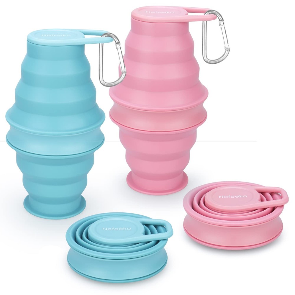 Collapsible Water Bottle,2 Pack 17oz Reuseable BPA Silicone Foldable Water Bo...