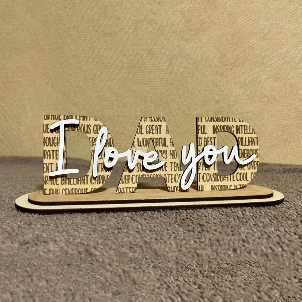 Fathers Day Gift With Stand 3D Laser Engraved From Daughter/Son Grandpa Personal-image