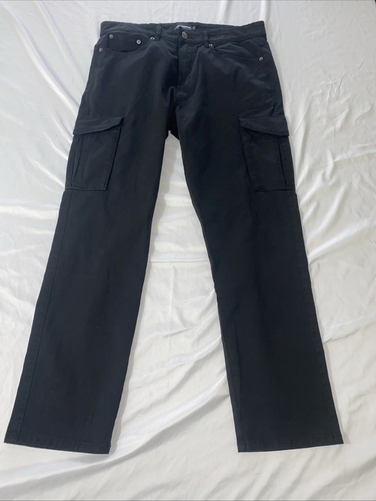 NWOT KARL LAGERFELD Paris Chino Cargo Pants Black Cotton/Spandex Blend 32x30
