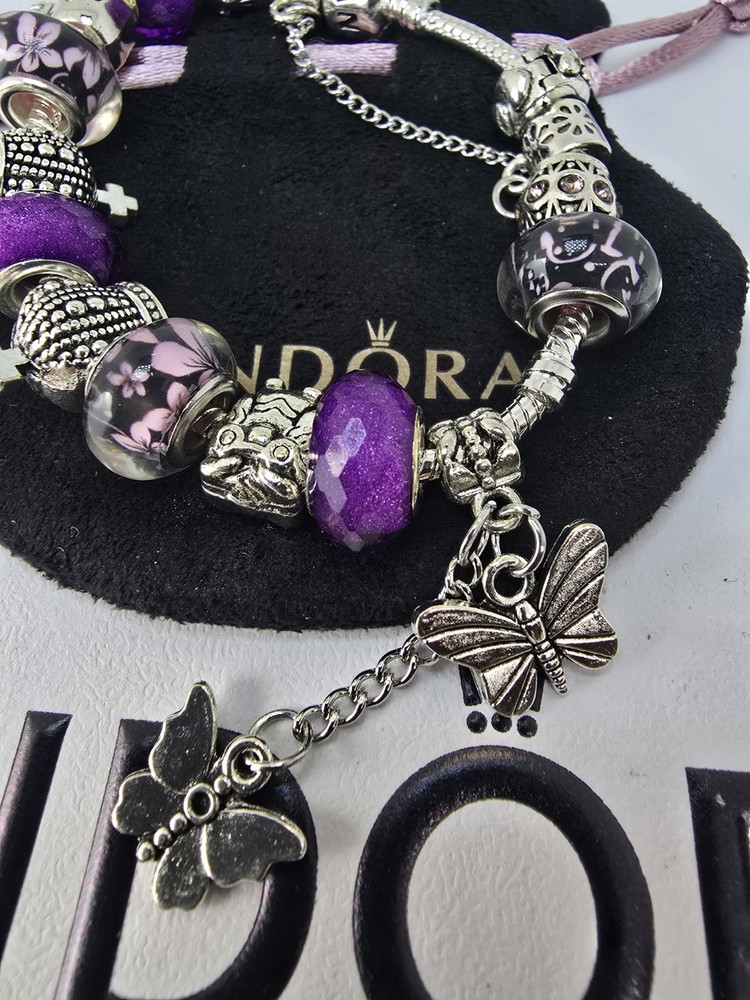 Pandora Charm Bracelet with Charms 7.5 Inches Adjustable  