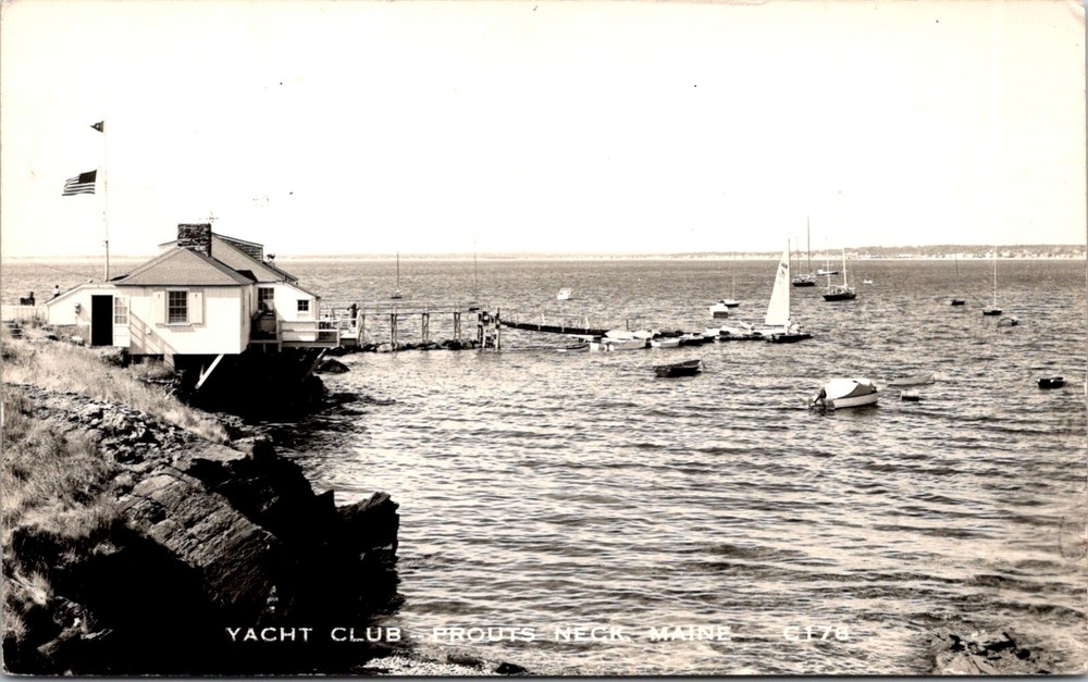 Vintage Prouts Neck Maine Yacht Club Sailboats RPPC Postcard 16650
