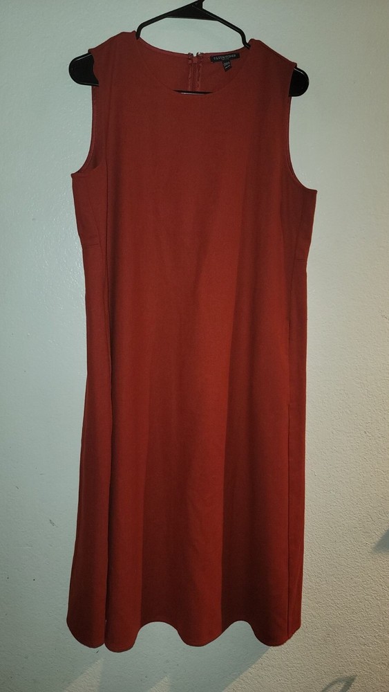 Eileen Fisher Red 100% Wool Sleeveless MIdi Dress Size MP