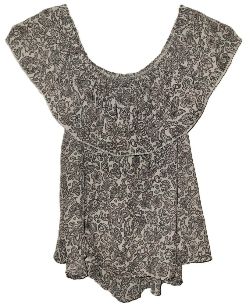 Hollister Paisley Print Off The Shoulder Pullover Blouse Women's Size S