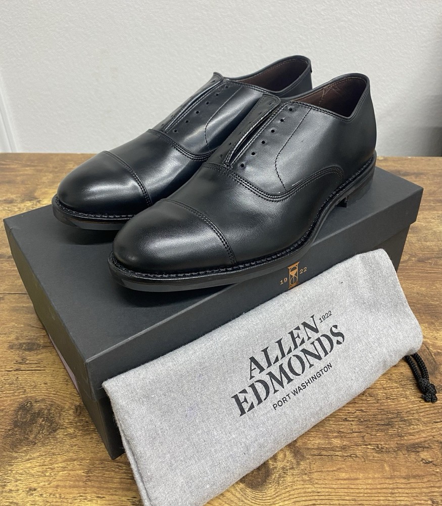 Allen Edmonds Park Avenue Weatherproof 10.5 E New Black Leather Dress Shoes