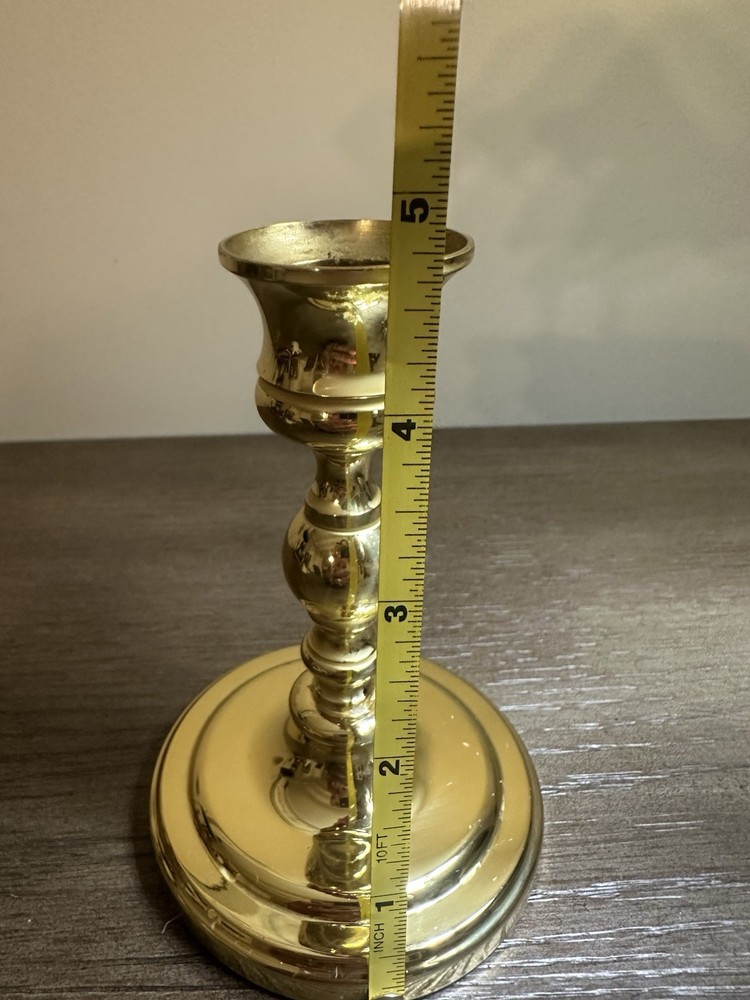Vintage Baldwin 5-Inch Polished Brass Candlestick Holder Made in USA