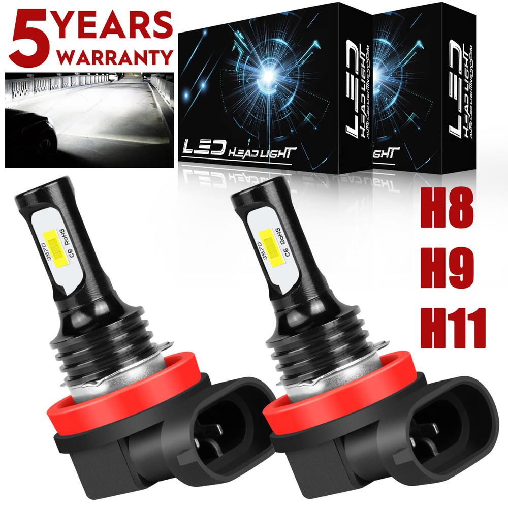 2X Bright 6000K White LED Fog Light Bulbs H8 H11 High Power DRL Lamps