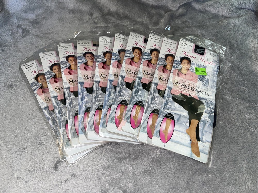 Lot of 10 Vintage Packs of NOS Pantyhose Sheers Knee Highs Navy Mario Garcia