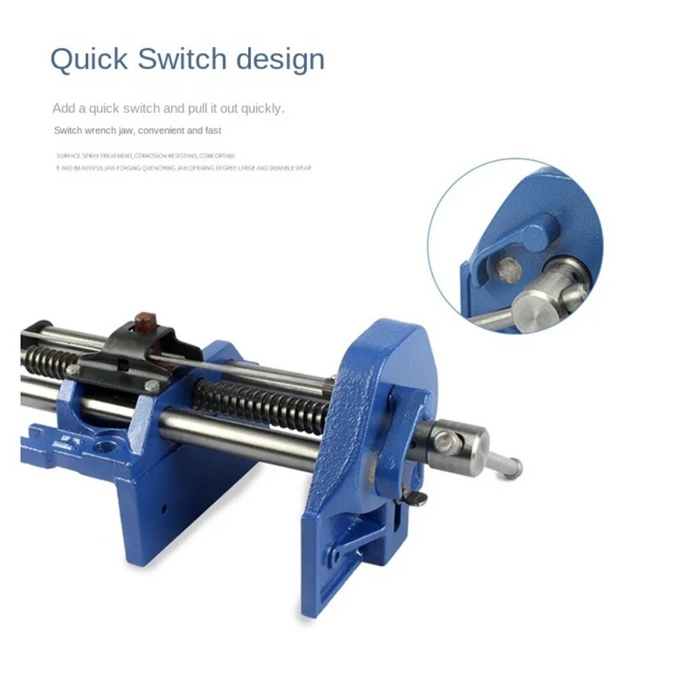 7-Inch Woodworking Bench Vise with Quick-Release Lever and Guide Bar Clamp