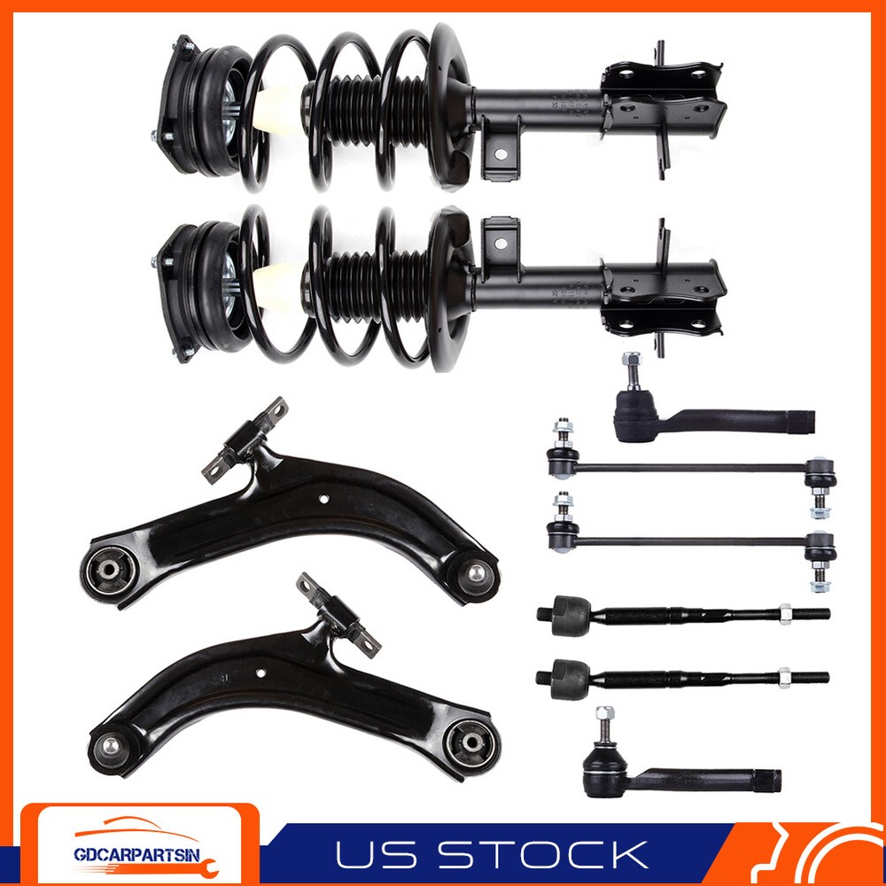 2007-2012 Nissan Sentra 2.0L Front Struts Control Arms Tie Rods Full Kit