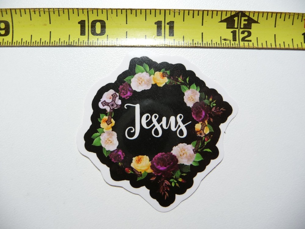 Jesus Flower Edge Decal Sticker for Faith, Church, and Christian Belief
