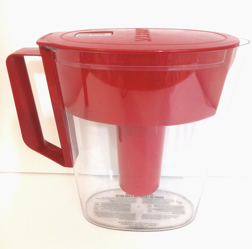 Brita Space Saver Water Filtration Pitcher Red OB11/OB03 Soaked Washed Cleaned