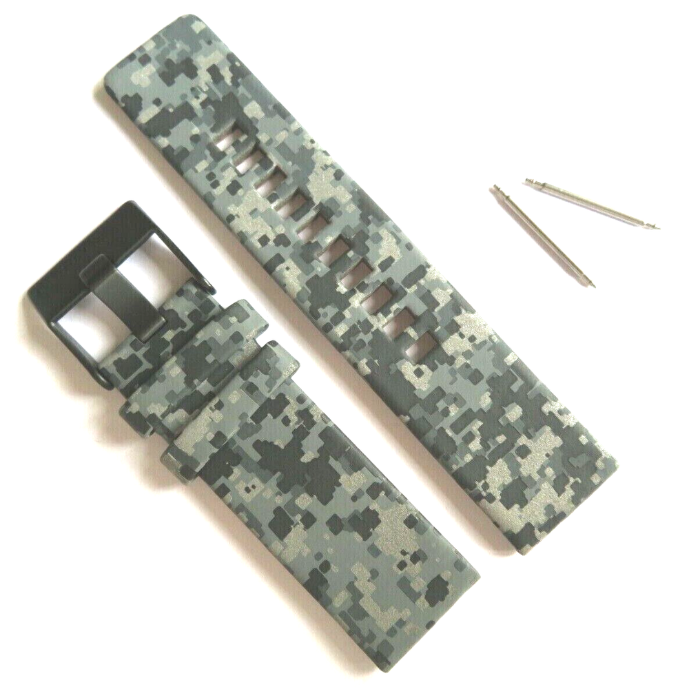 Diesel Original Replacement Leather Strap DZ1664 Watchband Camouflage Gray 24 mm