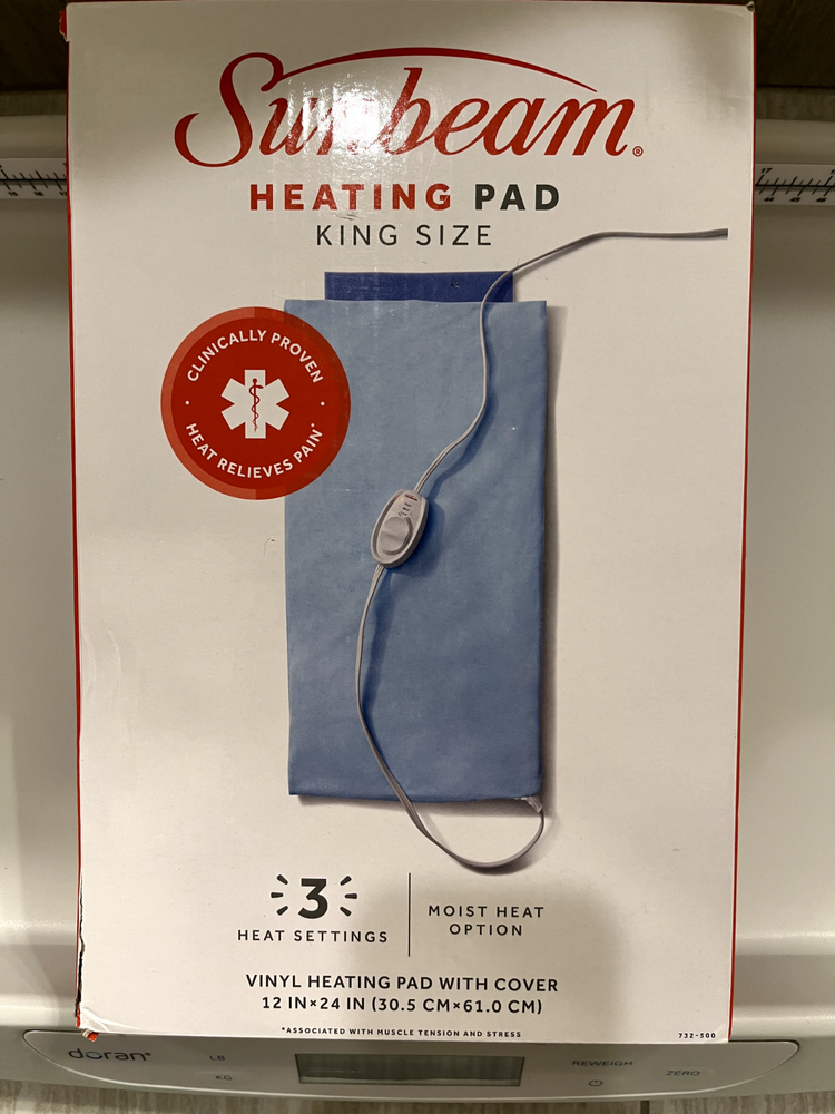New in Box- Sunbeam Heating Pad King Size 12 x 24-inch, Color Blue
