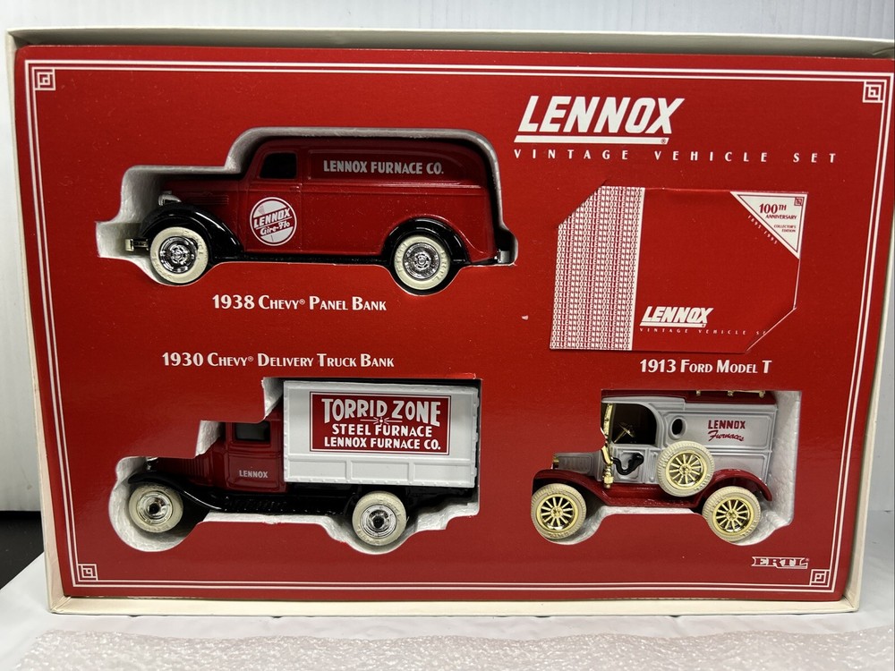 Lennox Vintage Vehicle Set Ertl Chevy Panel Truck Model T Delivery Furnace Bank