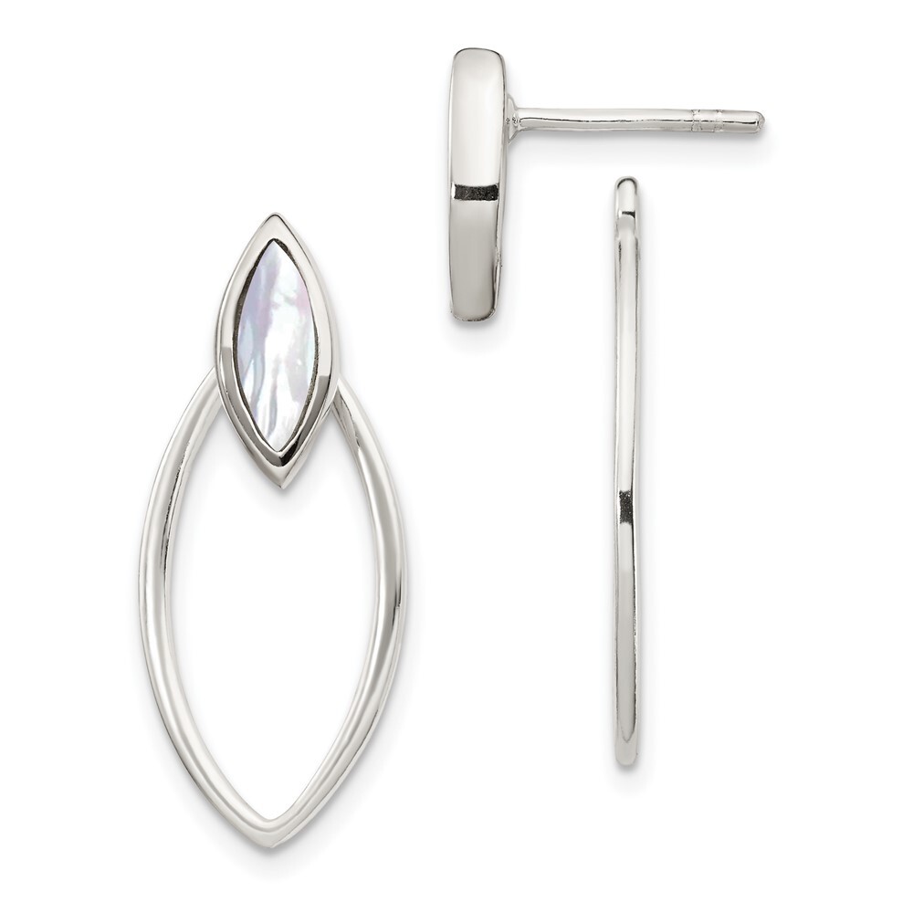 Sterling Silver Mother of Pearl Jacket Drop & Dangle Earrings 2.3gm L-26.05 mm