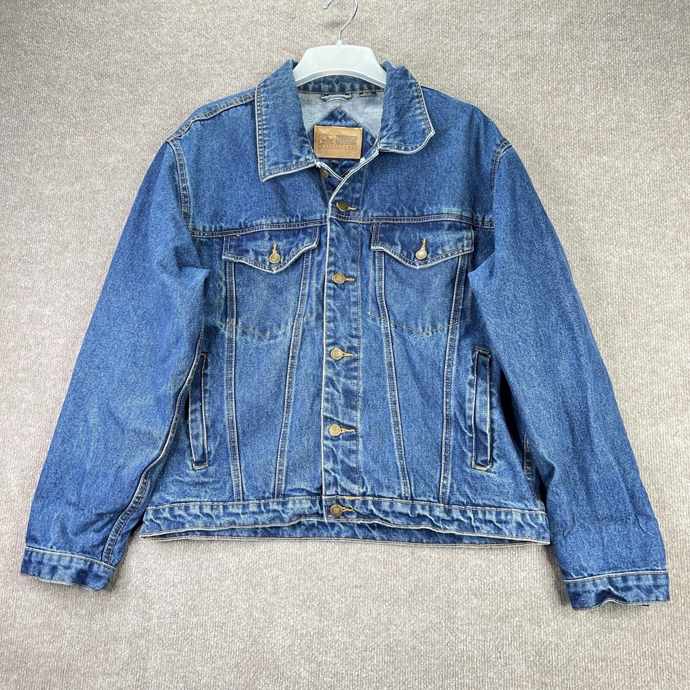 Canyon Guide Outfitters Jacket Mens large Blue Cotton Denim Trucker Western
