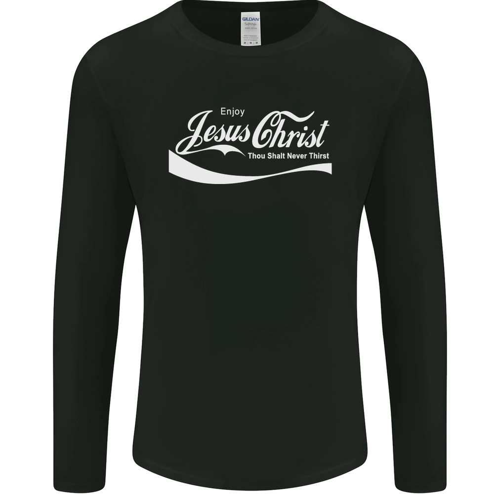 Funny Christian Mens Long Sleeve Tee with Jesus Christ Design
