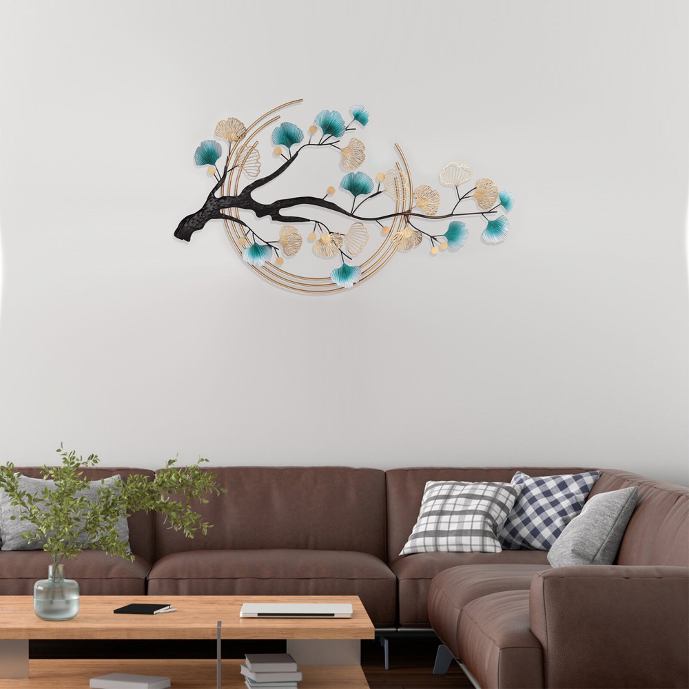Modern Tree Leaf Metal Wall Art, Luxury Metal Wall Nature Art Decor 3D Ginkgo US
